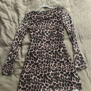 Leopard Print Long Sleeve Dress